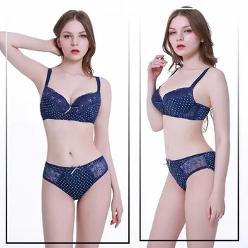 

New women's lace bra sexy gather hold thin cup anti sagging dot comfortable large bra set