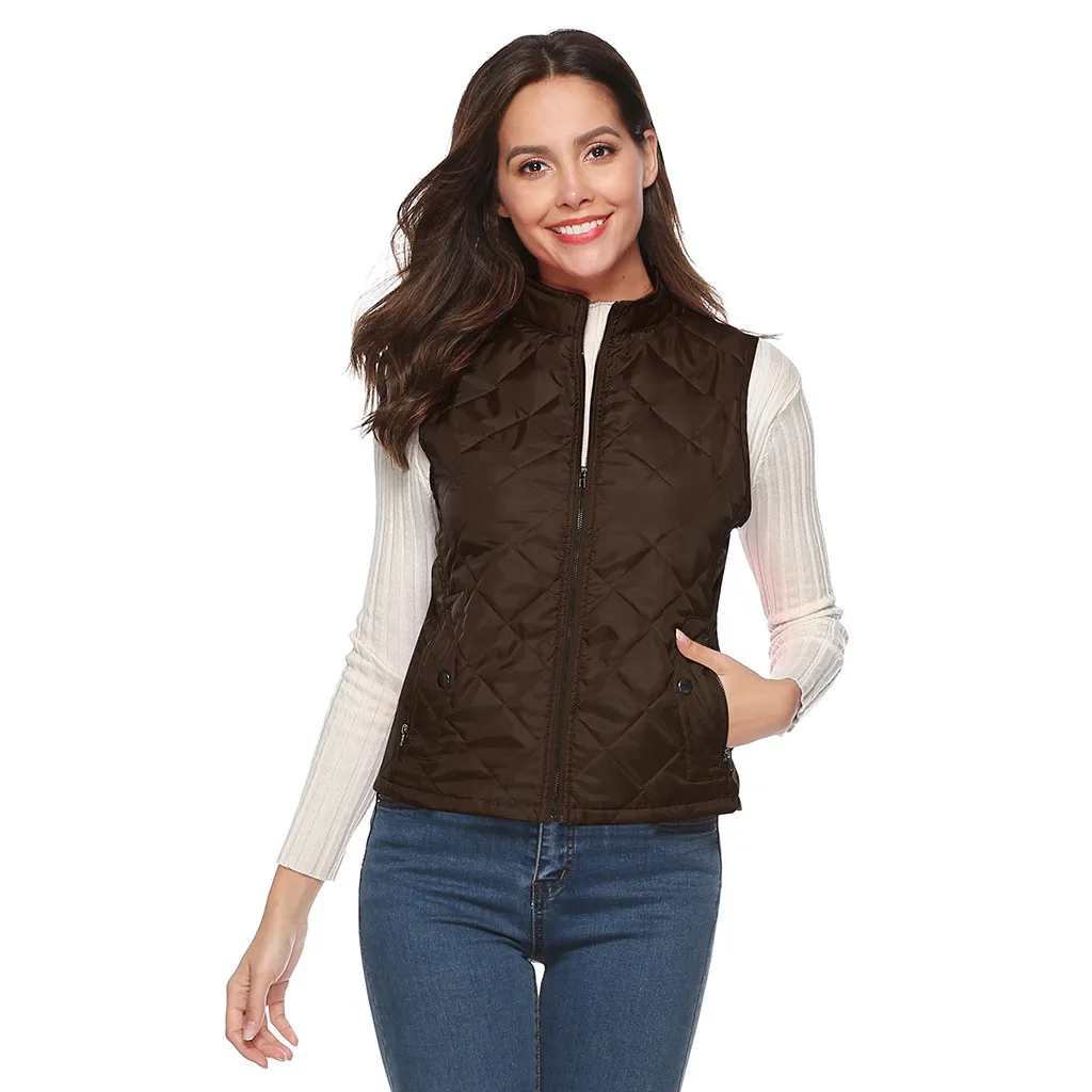 Jaycosin 2019 Winter Warm Casual Leisure Waistcoat Coat Women Thick Solid Color Jackets Comfortable Sleeveless Jacket Coat 31#4