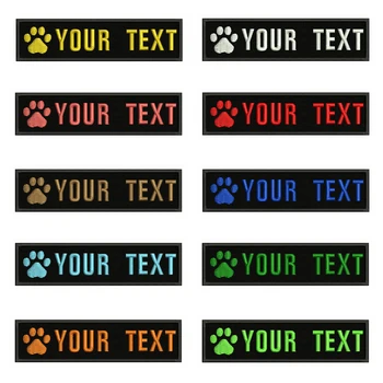 

Dog Paw Embroidery Custom Name Text Patch Stripes badge Iron On Or Sew On Or Velcro Backing Patches For Dog Collar