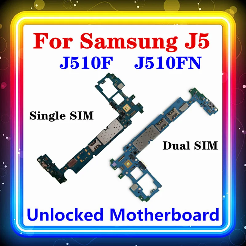 Материнская плата MB для Samsung Galaxy J5 J510F J510FN одна/две SIM карты с чипами оригинальная