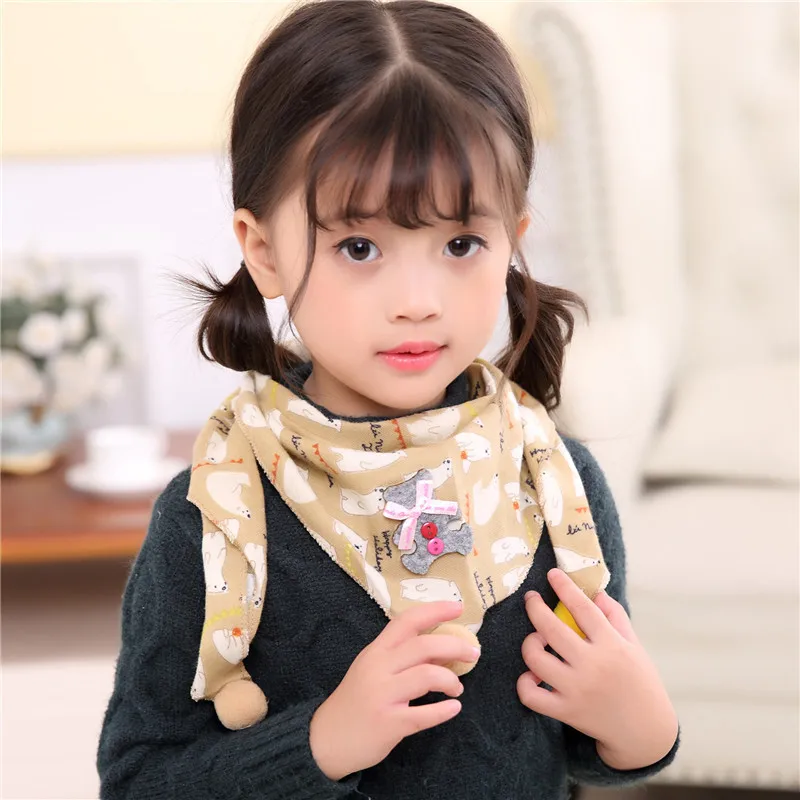Осенне-зимний детский шарф, модный шарф для девочек с рисунком льва и треугольника, одежда для маленьких мальчиков, детский шарф