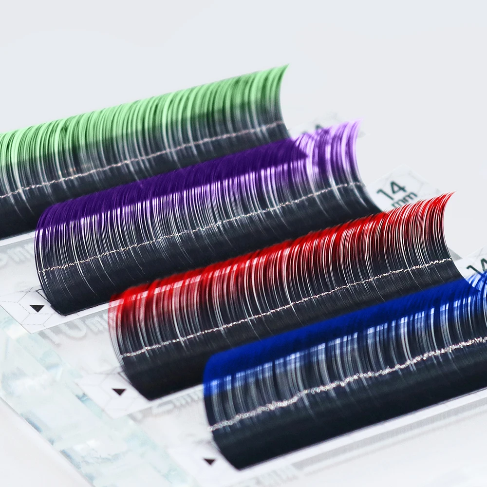 GLAMLASH Gradient Red Green Blue Purple Color Eyelash Extension Individual Faux Mink Ombre False Eye colored Lashes Makeup Tool