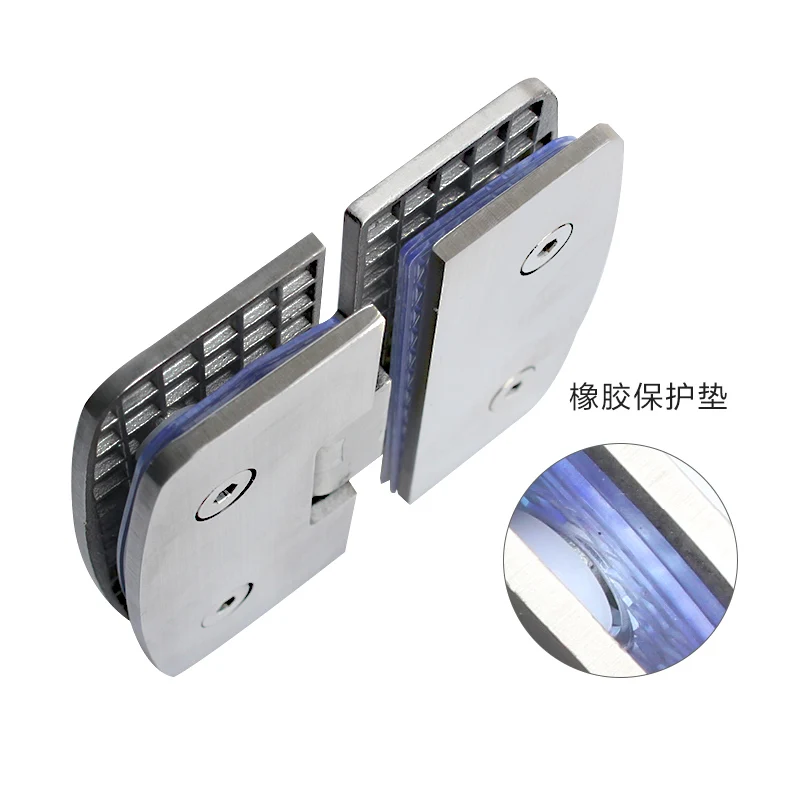 Curved 304 stainless steel bathroom door hinge shower room frameless glass clip 180 degree
