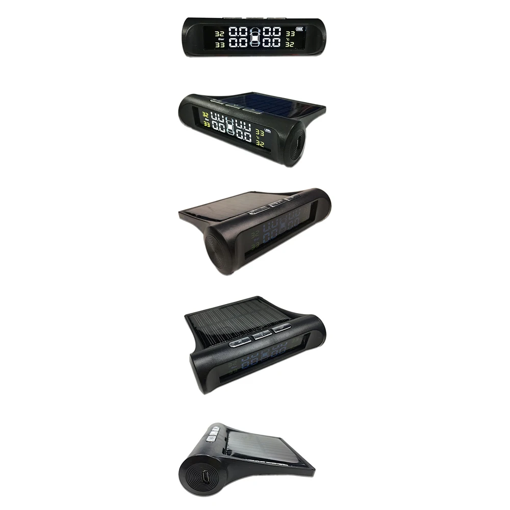 

TPMS Sensor Solar Power Tire Pressure Monitoring System Wireless Auto TPMS Auto Security Alarm Systems Tyre Pressure LCD Display