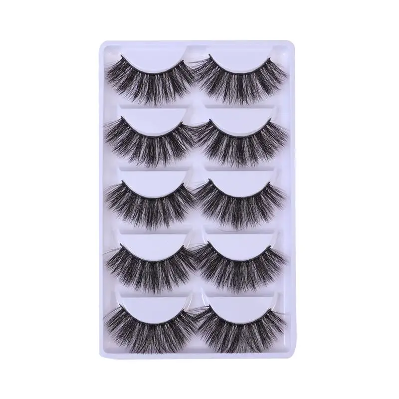 5 Pairs of 6D Mink Hair False Eyelashes Natural Cross Eyelashes Handmade Eyelashes Makeup Accessories - Цвет: Style 6D02 Black