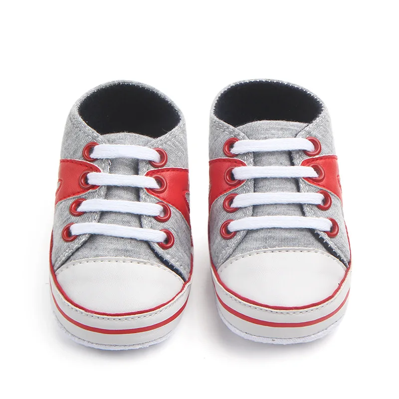 Infant Baby Boys Girls Canvas Shoes Non Skid Soft Sole Toddler First Walker High-Top Ankle Sneakers Newborn Crib Shoes
