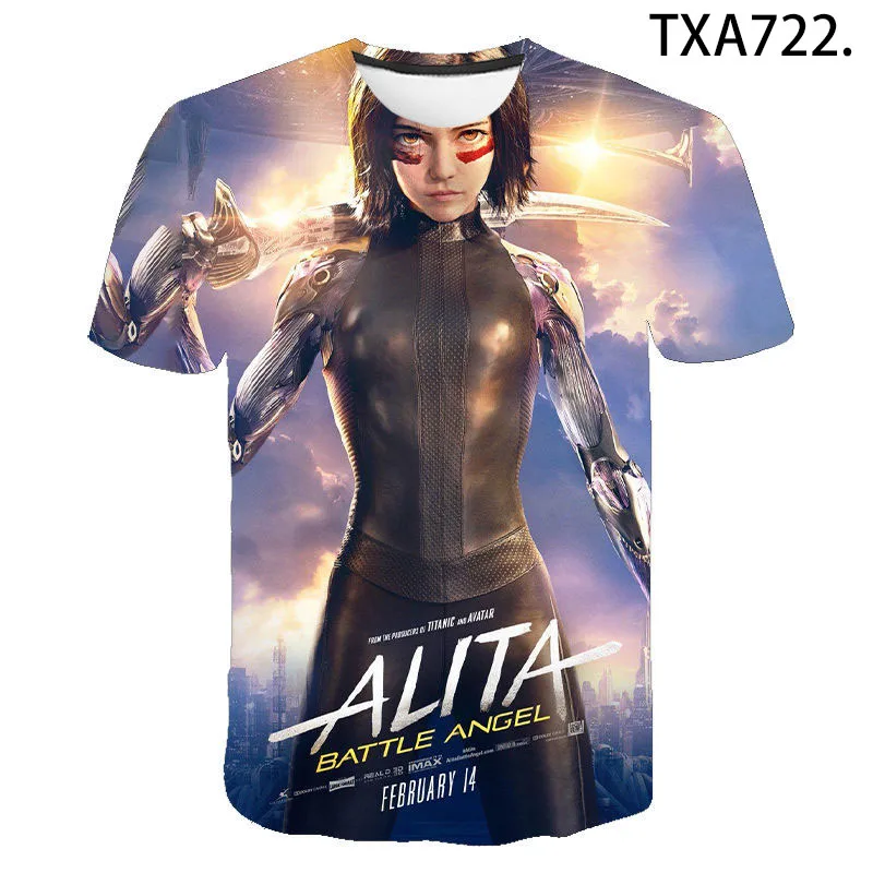 Summer 3D Printed T Shirts Alita Battle Angel Casual Men Women Children Fashion Short Sleeve Cotton Boy Girl Kids Cool Tops Tee | Мужская