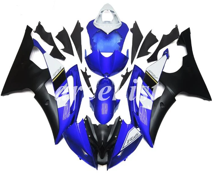 ABS литья под давлением Обтекатели комплект подходит для YAMAHA YZF-R6 2008- 08 09 10 11 12 13 14 15 16 Кузов Набор белый синий - Цвет: blue