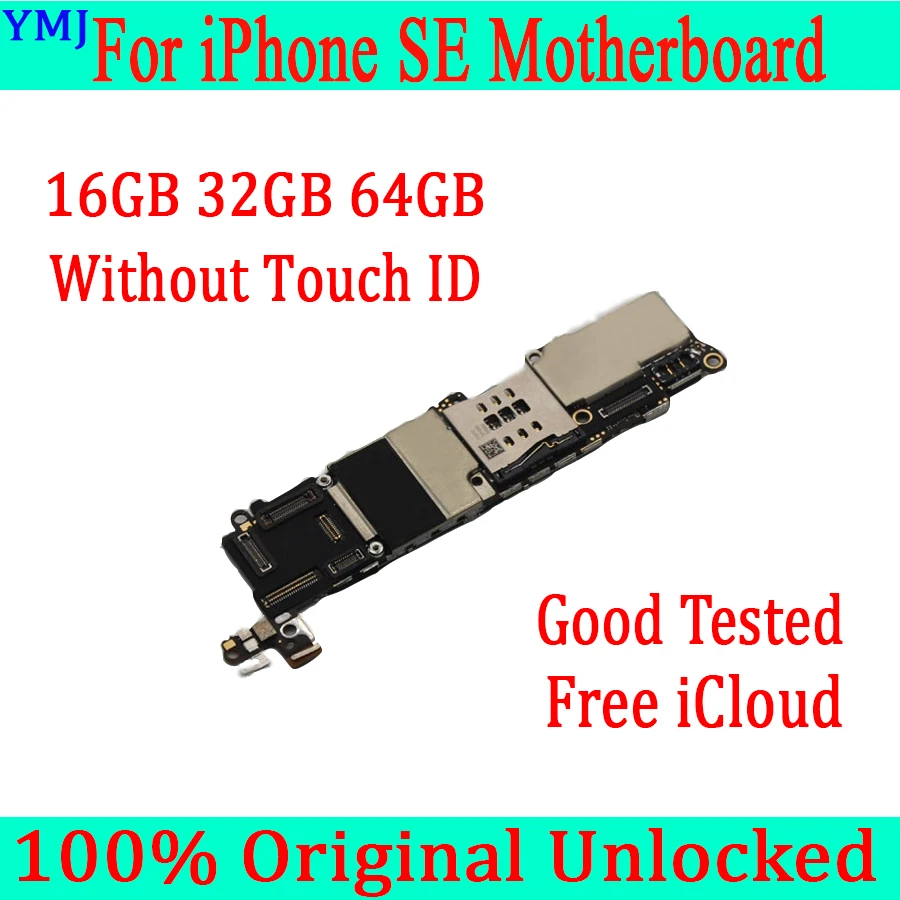  For iphone 5SE SE Original unlocked Motherboard with/ without Touch ID Clean iCloud for iphone 5SE 
