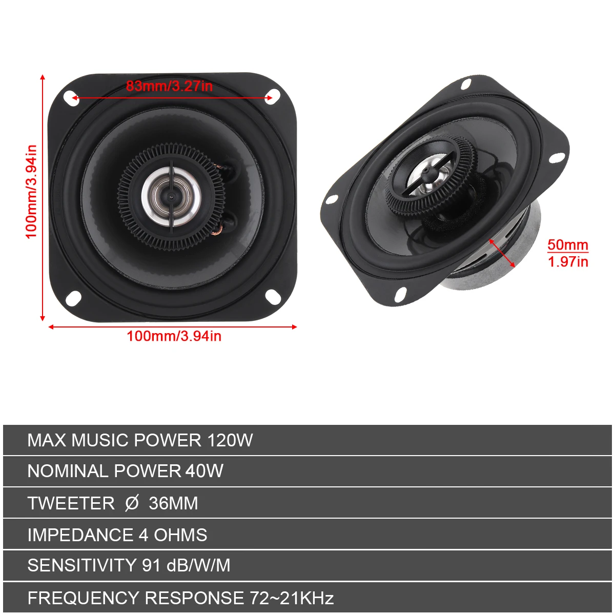 Alto-falantes de Áudio Fidelidade para o Sistema Áudio do Carro para o Carro Polegada w Vias Universal Carro Coaxial Estéreo Gama Completa Freqüência Alta Automóvel 2 Pçs 4 120 3 estéreo gama completa freqüência alta fidelidade para