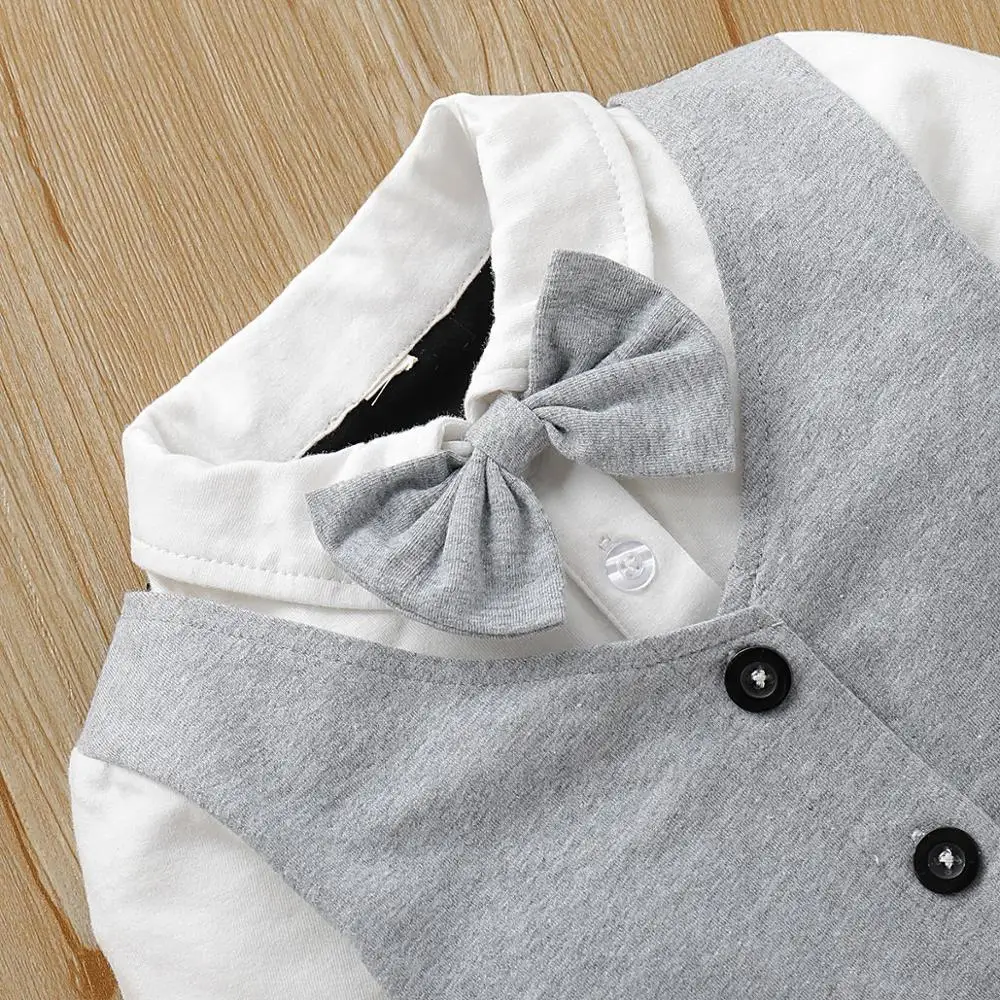 Baby Rompers Long Sleeve Newborn Boys Jumpsuits Fashion Gentlemen Style Toddler Kids Overalls One Pieces Children Outfit Clothes