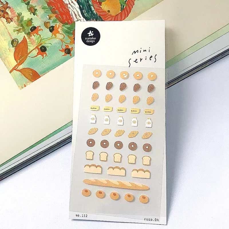 Stickers Korean Suatelier Mini Scrapbooking Bakery Bread Cute Diary Sticker Junk Journal Album DIY Decoration Craft Stationery
