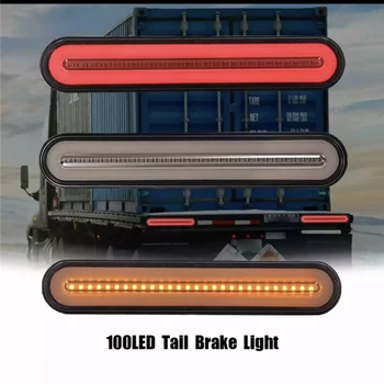 

1 Pair 100LEDs Two-color Light Guide Side Marker Light Turn Signal Flowing Driving Lamp Brake Tail Light for Heavy Truck Pickup