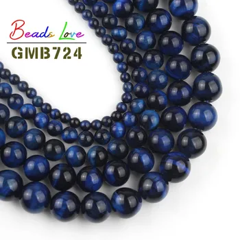 

Natural A++ Blue Tiger Eye Stone Round Loose Beads for Jewelry Making 4 6 8 10 12mm Diy Bracelet Necklace Wholesale Perles 15''