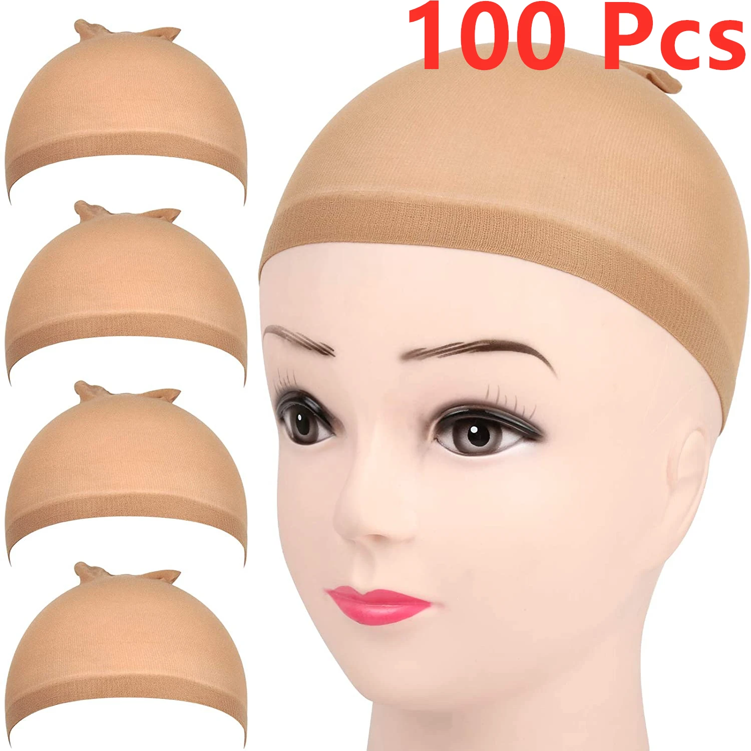 

New style Brown/Black Stocking Caps,50 Pack Black/Beige Mesh Net Caps,for Women Girl Men Kids,Halloween Cosplay Party Use