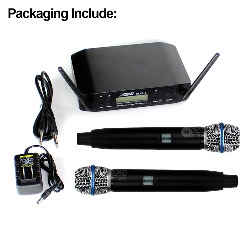 GLXD4 двухканальный цифровой UHF Беспроводная микрофонная система с 2 ручными беспроводной микрофон Beta87a BETA 87A для караоке сценический для певца