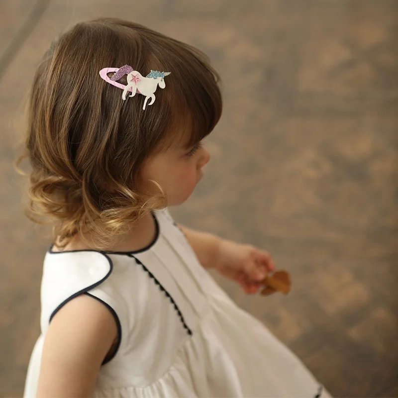 Hair Accessories Hair Tie Unicorn Children Newborn Kids Headwear Baby Girl Accessories Hairpin Clip Flower Bird Fox Butterfly Cute Gift 2 Pcs/lot