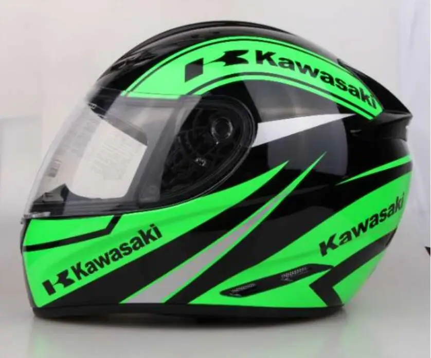 Мотоциклетный Профессиональный гоночный шлем для Kawasaki классический зеленый мужской/женский мотоциклетный индивидуальный защитный шлем