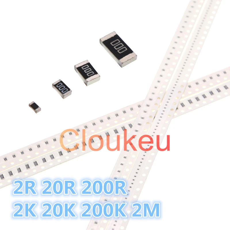 0402 0603 0805 1206 1210 1812 2010 2512 1% 5% Резистор проволочного чипа 2R 20R 200R 2K 20K 200K 2M Ом |