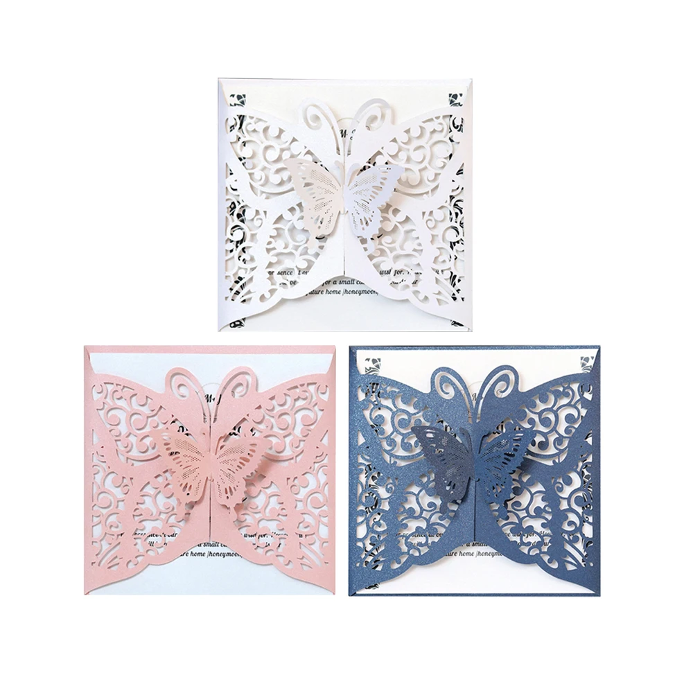  10pcs Wedding Invitations Lace Pattern Cards Laser Cut Paper Cards Announcement Greeting Postcards  - 4.00044E+12