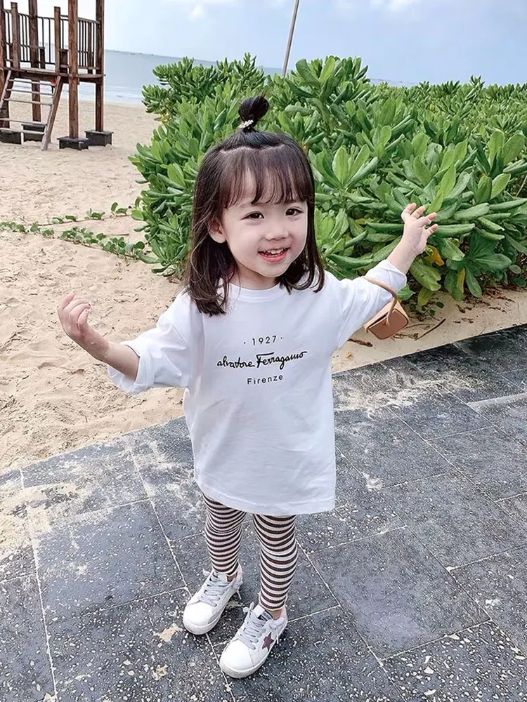 Одежда для маленьких девочек свободное платье с рукавом 3/4 хлопковая