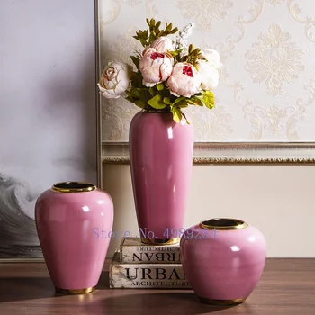 

NORDIC MODERN GOLD PINK CERAMIC VASE FLOWER ARRANGEMENT ACCESSORIES DECORATIVE ORNAMENTS MODERN HOME WEDDING DECORATION VASES