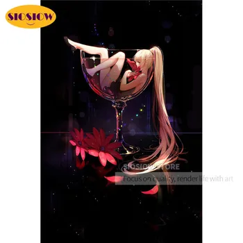 

5D DIY Diamond Painting Flowers Girl In Glass Crystal Full Drill Square Daimond Mosaic Embroidery Anime Beauty Decor Home Gifts