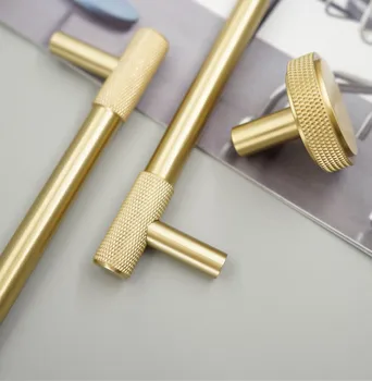 

Satin Brass Diamond Knurled/Textured Cabinet Knob Kitchen Cupboard Door Pulls Furniture Handle T bar Cabinet Hardware