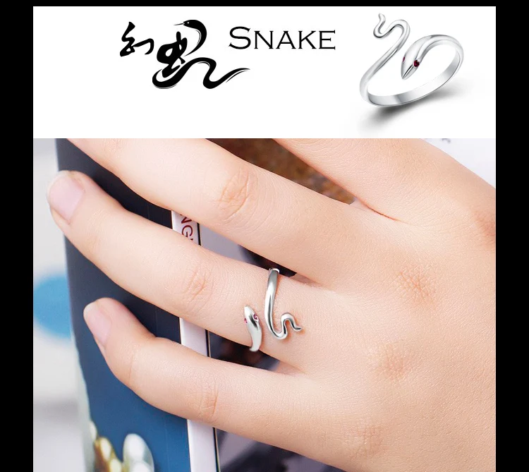 Новое поступление Настоящее серебро 925 проба кольца в виде змейки Для женщин обручальные кольца для мужчин винтажное украшение Boho Anillos