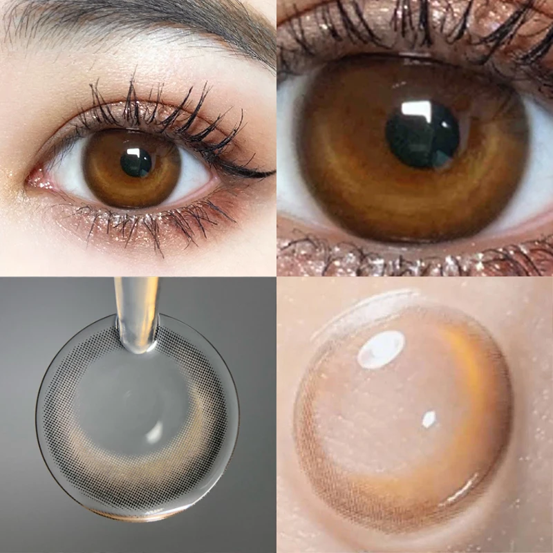 

2pcs Colored Contact Lenses Color Lens for Eyes Lenses Eyecontacts Non Prescription Moon Series Brown Grey Pupil