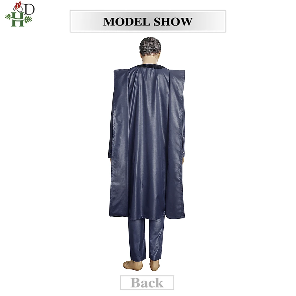 african style clothing H&D African Clothes For Men Traditional Wedding Party Muslim Agbada Shirt Pant Suit 3 PCS Set Boubou Africain Muslim Man Sets african outfits