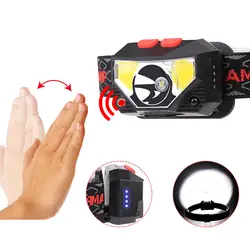 Lampe frontale USB avec capteur intelligent, 826A 800lm, phare pour Camping, chasse, vélo, moto 