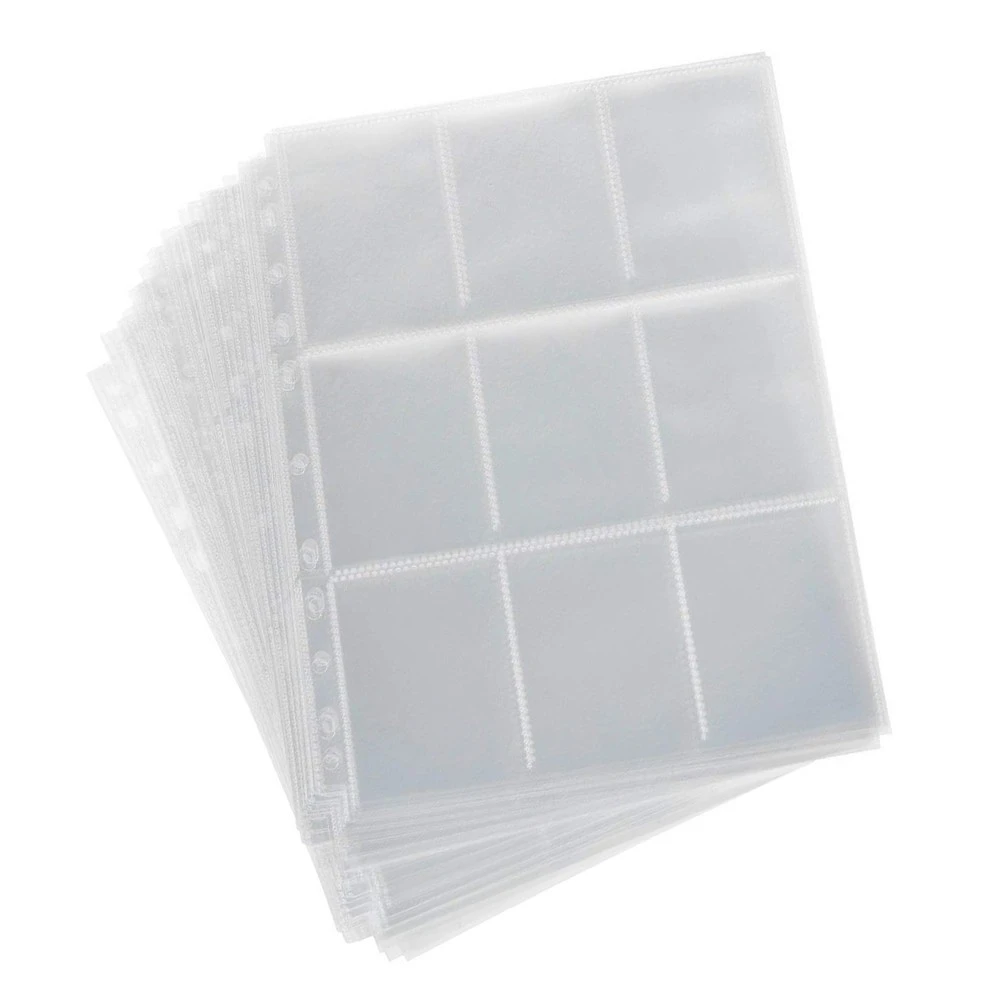 Black Double Layer Single Sided 450 Pockets 11 Ring Binder Sheets Flunyina 50PCS Clear Trading Card Game Card Holder Sleeves Pocket Heavyweight Trading Card Sleeve Pages with 9 Pockets Per Sheet