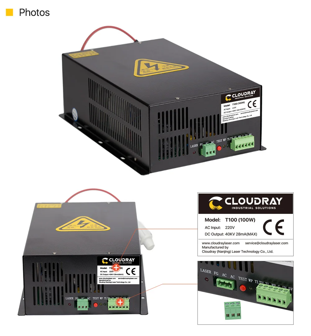 Cloudray 80 Вт CO2 лазерная источник питания для CO2 лазерная гравировка резка машины HY-T80 T/W плюс серии длинная гарантия