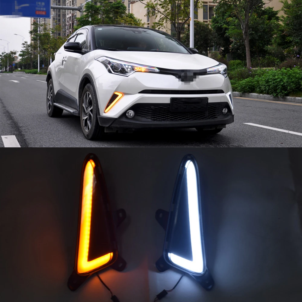 ECAHAYAKU Светодиодный дневной светильник LED DRL для Toyota C-HR ЧР 2017 2018 2019 2020 12V желтый