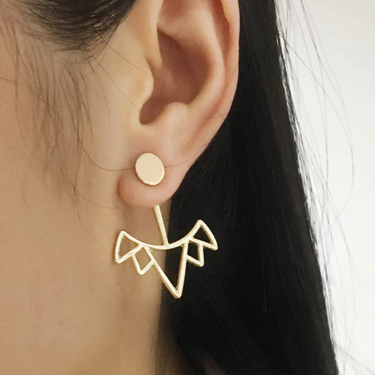

2019 New Smooth Multi-triangular Stitching Round Earrings Fashion Exquisite Ladies Personality Design Earrings Wholesale