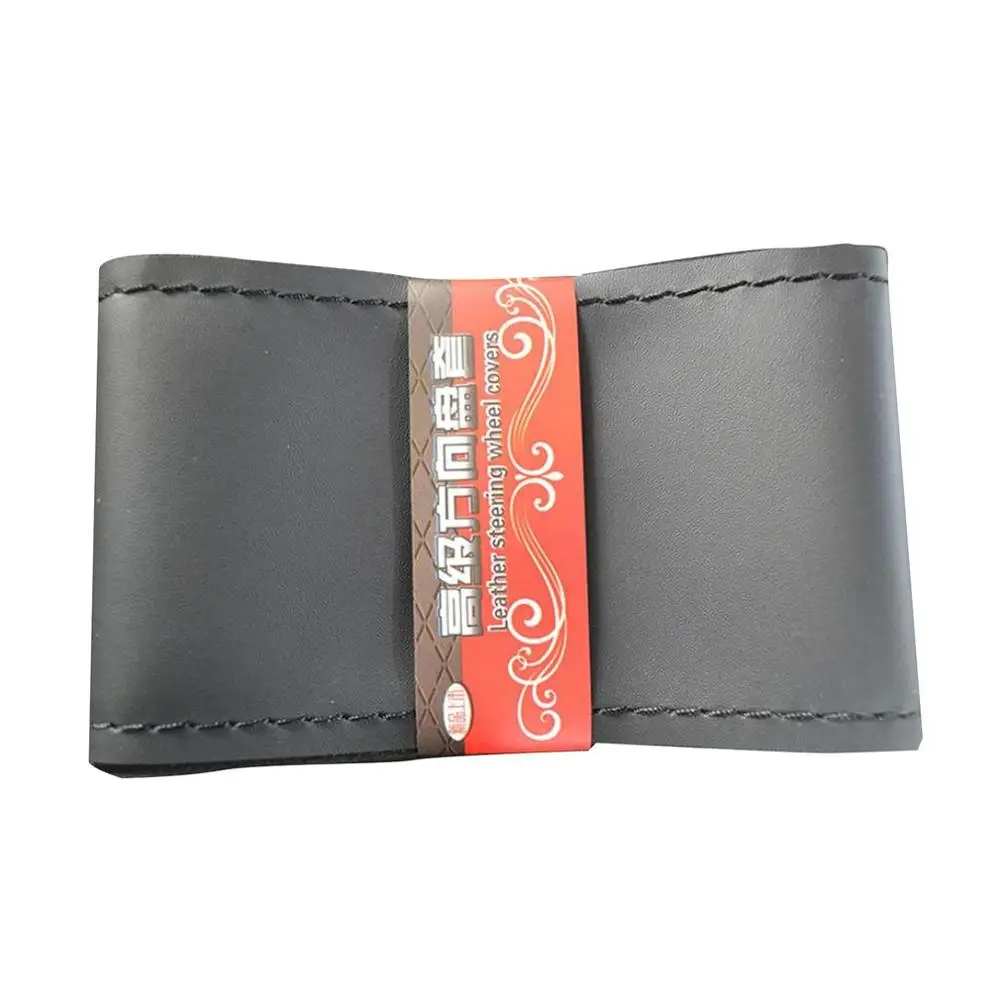 

Pu Leather Breathable Car Steering Wheel Cover Hand Sewing Steering Wheel Cover Car Handle Anti-slip