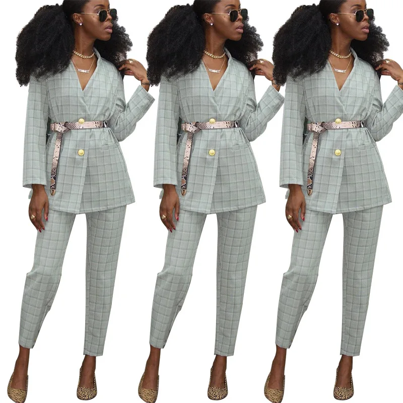 

European and American fashion 2019 early autumn new women's suit jacket two-piece trousers casual fashion suit women