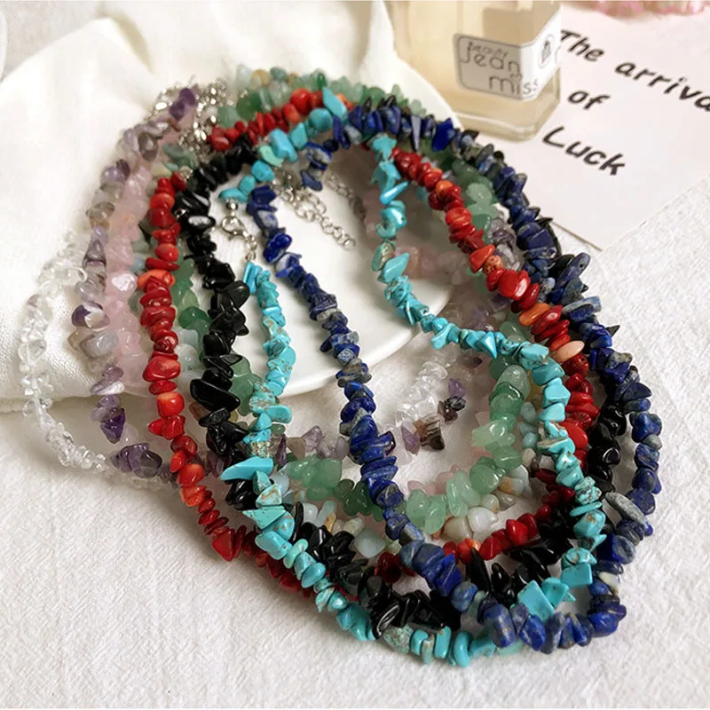 New Fashion Bohemian Jewelry Natural Stone Chips Lapis Rose Quartz