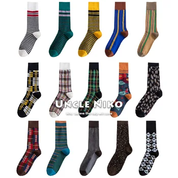 

Plaid Women Sock Striped Knee High Ladies Socks Colorful art Unisex Warm Casual Cotton Sox Girls Winter Trendy Fashion Skarpetki