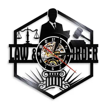 

Scales of Justice Lawyer Office Courtroom Decor Attorney Clock with Backlight Lawyer Vinyl Record Wall Clock Law student Gift