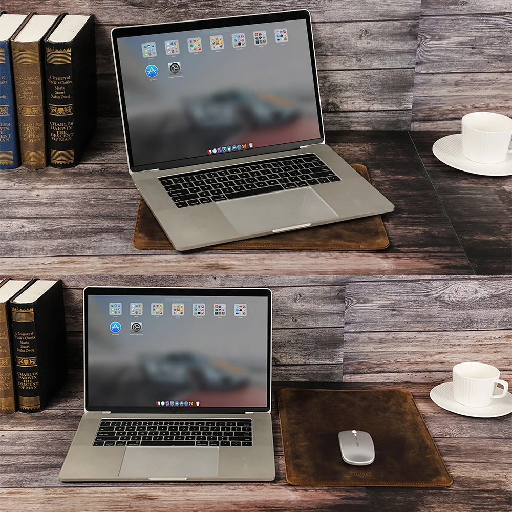 Bolsa do Portátil para Macbook Pro ar m2 13 14 16 Case Capa Protetora de Couro Retro Notebook Manga Mouse Pad Gaming Esteira Mesa - Imagem 3