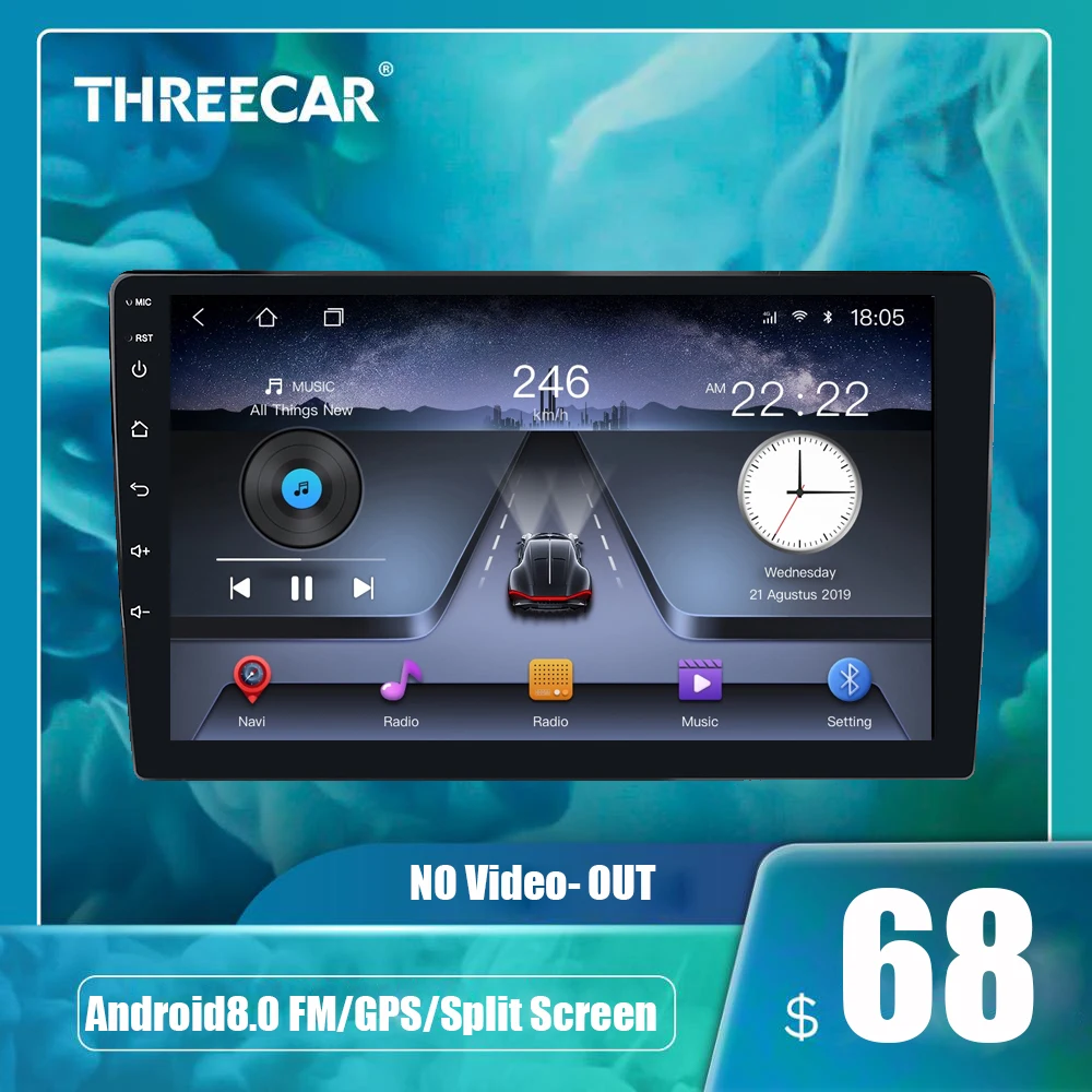 Автомобильный мультимедийный плеер 2 din 7/9/10 дюймов Android 8 1 четырехъядерный