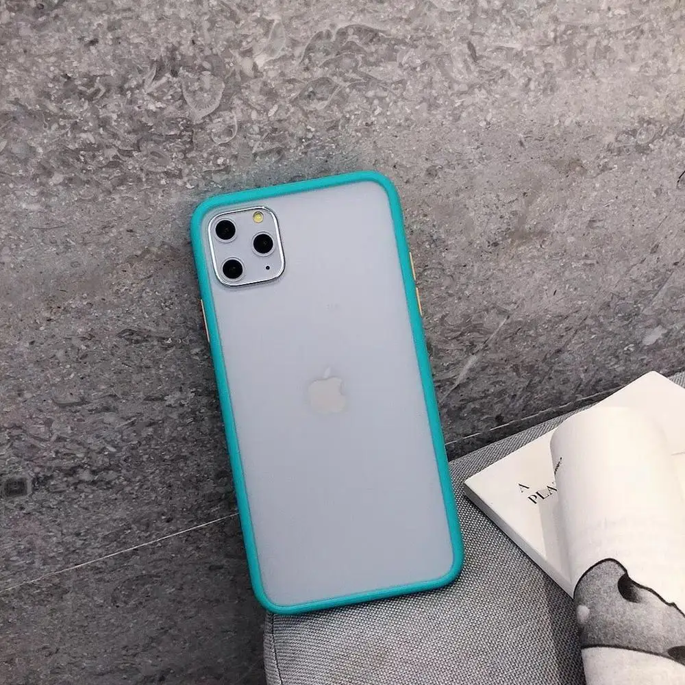 Противоударный простой Матовый Бампер Гибридный чехол для телефона для iPhone 11 Pro Max Xr Xs Max 6s 8 7 Plus чехол s Мягкая Рамка Жесткий чехол из поликарбоната - Цвет: Lake Blue