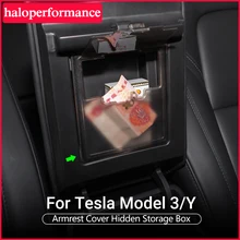 Novo model3 acessórios do carro para tesla modelo y 3 2021 caixa de armazenamento organizador de braços automático contêineres escondido titular modelo três