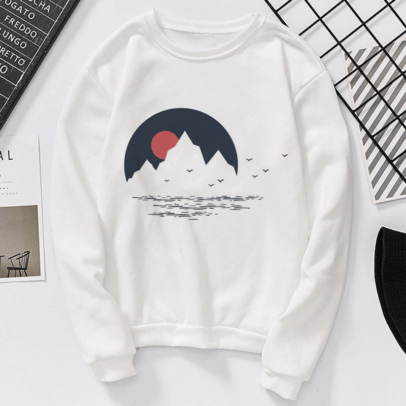 Harajuku Эстетическая космическая вера Женская толстовка принт длинный рукав белые толстовки Топы Новая мода Повседневная зимняя Толстовка - Цвет: 1341