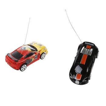 

2Pcs Mini RC Remote Controll Car Racing Car Toys in the Beverage Can 1:58 - Black with Orange Strip & Red Yellow
