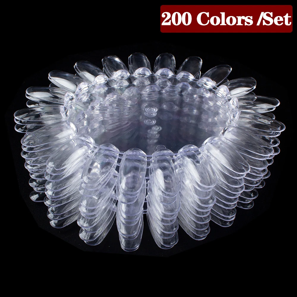 1 Set Falsche Nagel Tipps Klar Natur Schwarz Nail art Display Oval Fan Stil Nagel Swatch Polnischen Stehen Tipps Praxis maniküre Werkzeuge – Detail 13