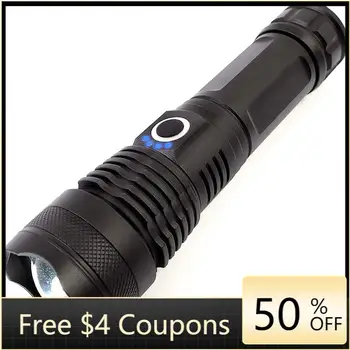 

2020Newest! Telescopic 90000 Lumens Zoomable Most Powerful XHP50 LED USB Rechargeable Flashlight Torch