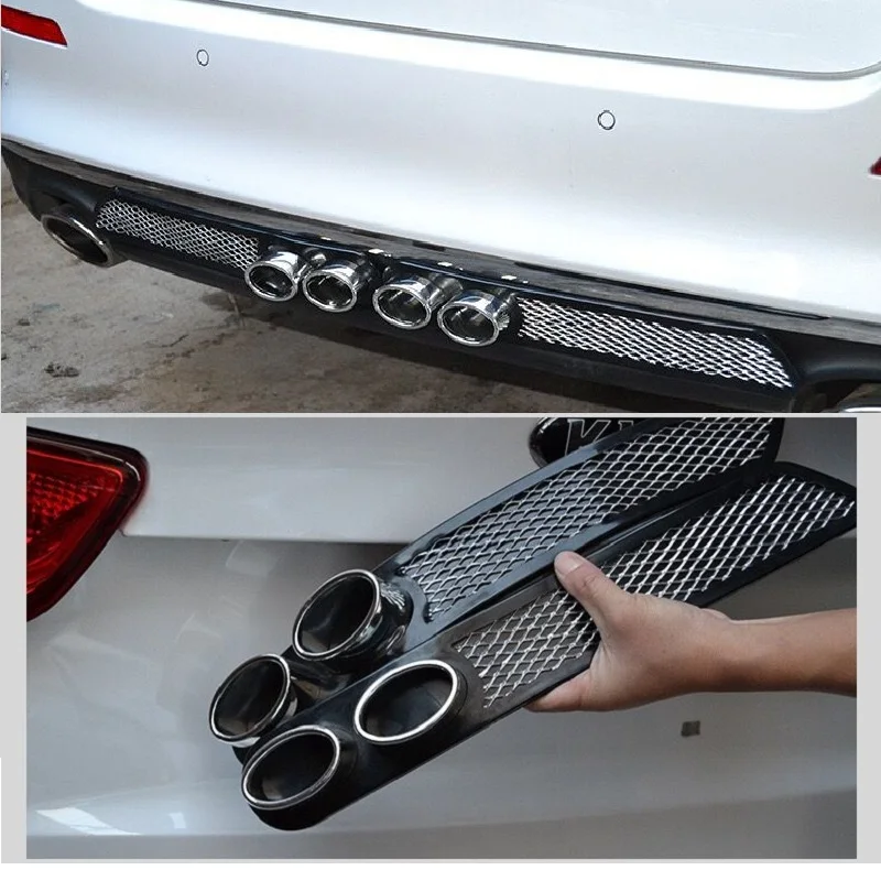 

Adhesive Tape Car Sticker Styling Muffler Pipe Universal Simulation Grid Exhaust ABS Accessories Decorative Vent Fake 1 Pair